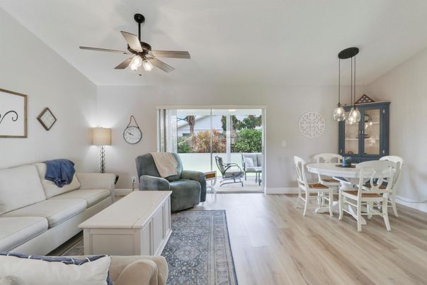 Dining room, Interior, Living room, Pendant Lights, Wood Texture Flooring