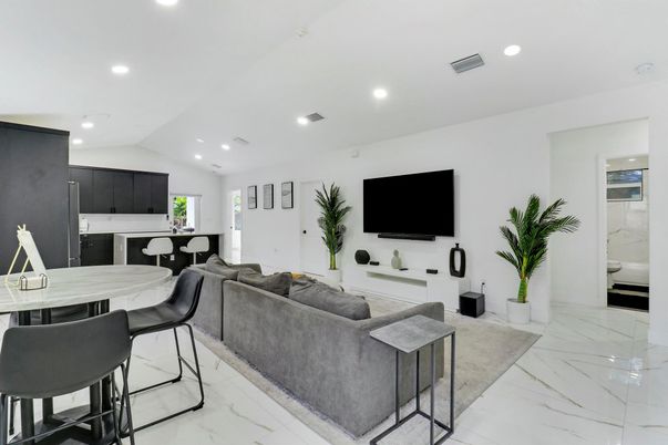 Dining room, Interior, Kitchen, Living room, Marble, Recessed Lighting