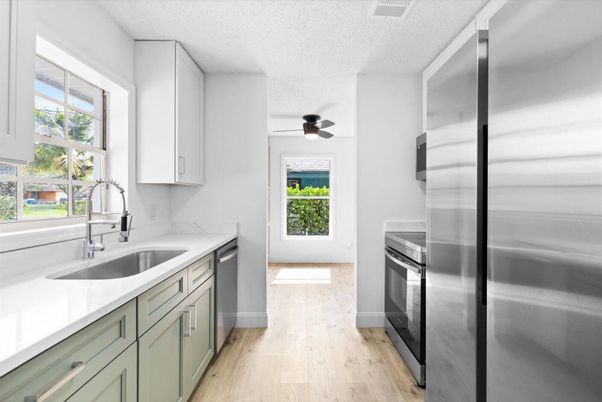 Interior, Kitchen, Stainless Steel Appliances, Wood Texture Flooring