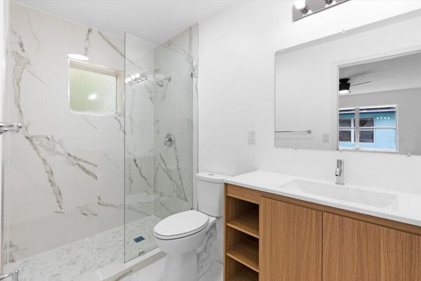 Bathroom, Glass Shower, Interior, Marble Walls