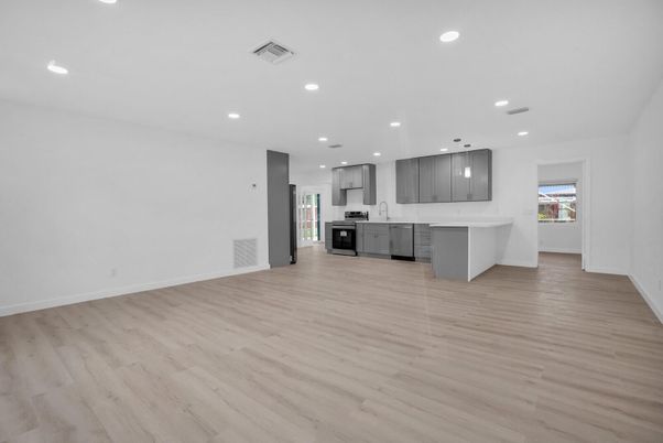 Interior, Kitchen, Recessed Lighting, Wood Texture Flooring