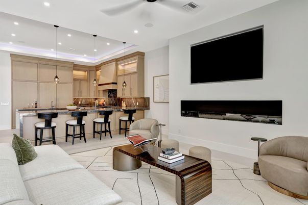 Interior, Kitchen, Living room, Marble, Pendant Lights, Recessed Lighting