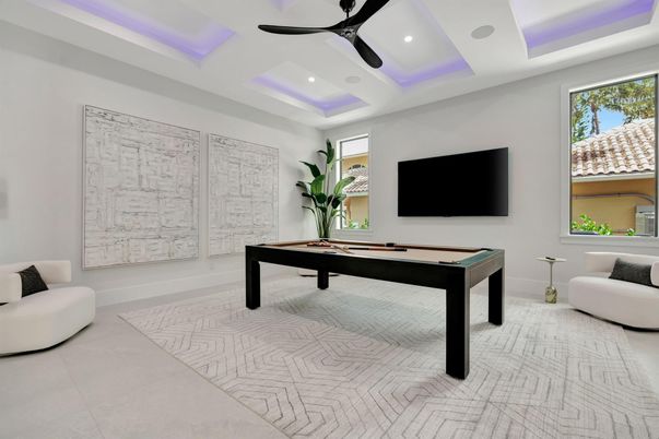 Billiard Table, Game Room, Interior, Recessed Lighting