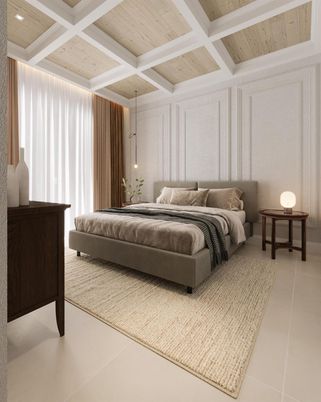 Bedroom, Interior, Recessed Lighting, Wooden Ceilings
