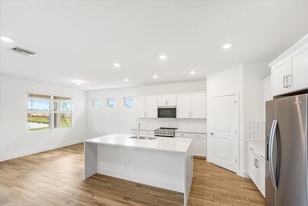 Interior, Kitchen, Recessed Lighting, Wood Texture Flooring