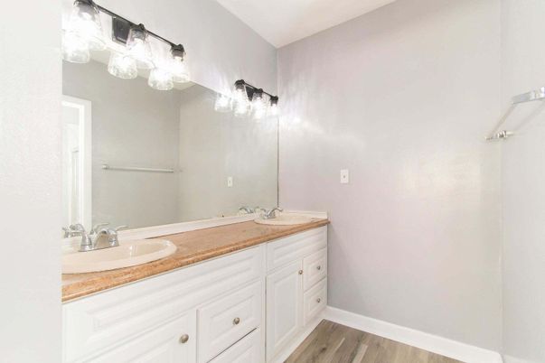 Bathroom, Dual Sink Vanities, Interior, Wood Texture Flooring