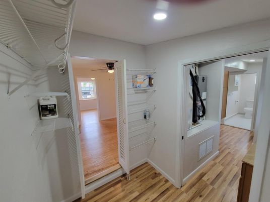 Fireplace, Interior, Recessed Lighting, Wood Texture Flooring