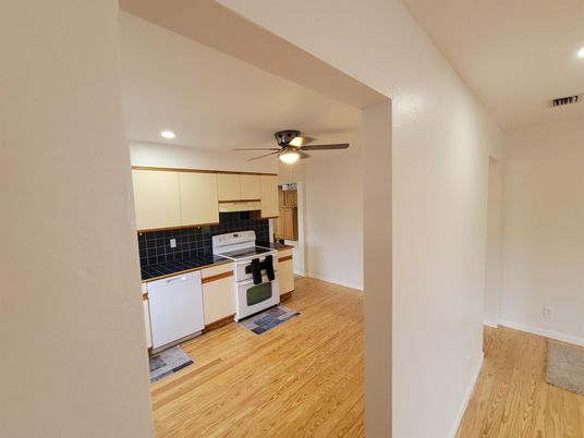 Interior, Kitchen, Recessed Lighting, Wood Texture Flooring