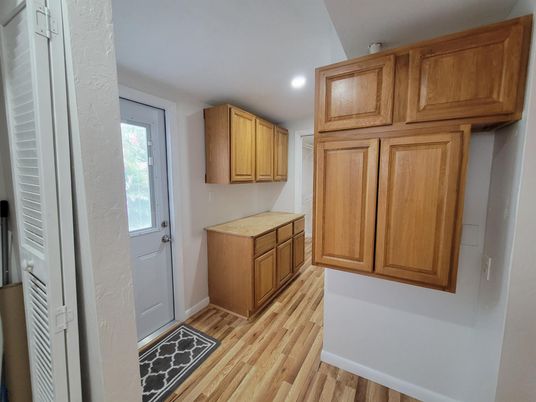 Interior, Kitchen, Recessed Lighting, Wood Texture Flooring