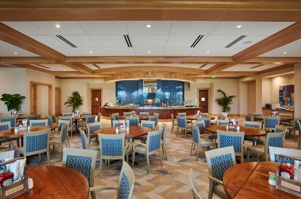 Dining room, Interior, Recessed Lighting, Wooden Beams