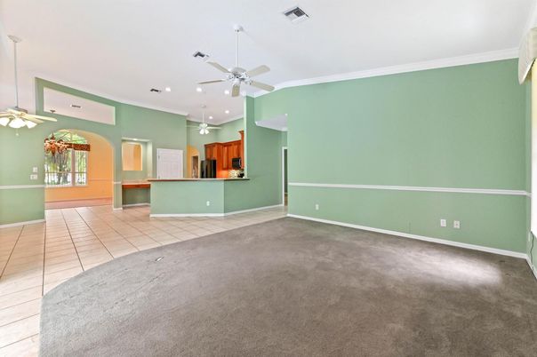 Empty room, Interior, Kitchen, Pendant Lights, Recessed Lighting