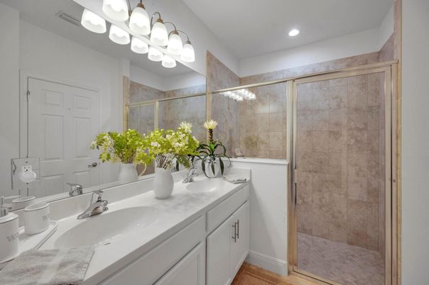 Bathroom, Dual Sink Vanities, Glass Shower, Interior, Recessed Lighting