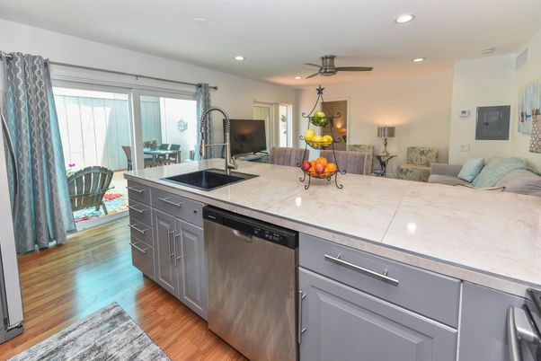Dining room, Interior, Kitchen, Recessed Lighting, Stainless Steel Appliances, Wood Texture Flooring