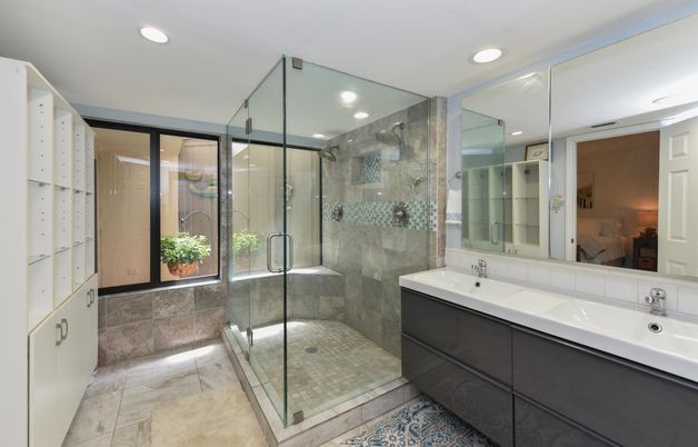 Bathroom, Glass Shower, Interior, Recessed Lighting