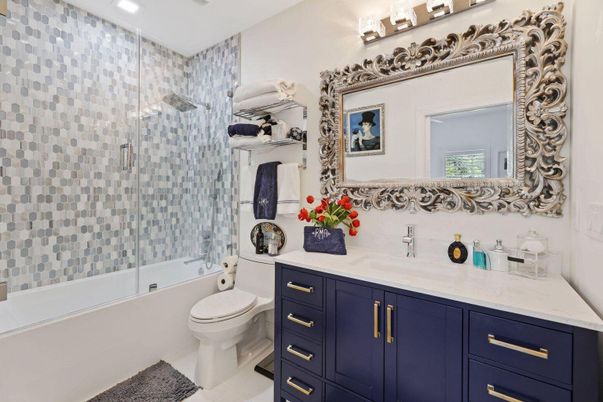 Bathroom, Glass Shower, Interior, Recessed Lighting