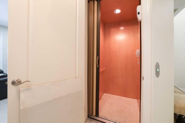 Elevator, Interior, Recessed Lighting, Wooden Walls