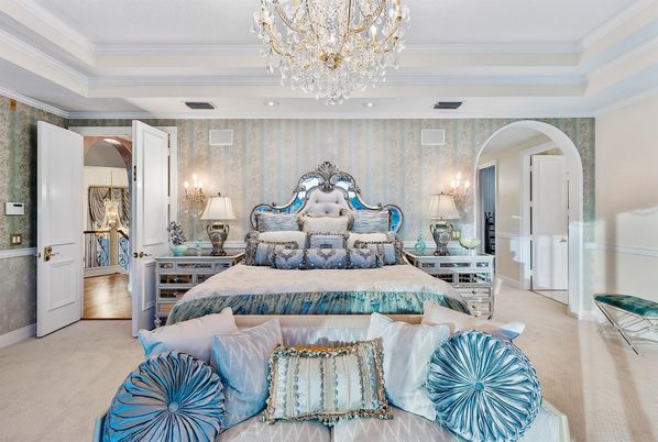 Bedroom, Chandelier, Interior, Recessed Lighting