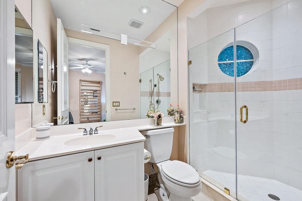Bathroom, Glass Shower, Interior, Recessed Lighting