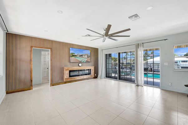 Empty room, Fireplace, Interior, Recessed Lighting