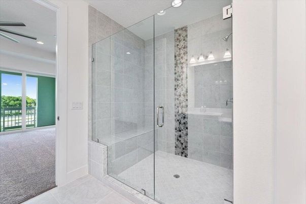 Bathroom, Glass Shower, Interior, Recessed Lighting