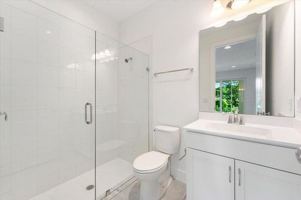 Bathroom, Glass Shower, Interior, Recessed Lighting