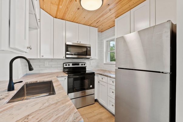 Interior, Kitchen, Stainless Steel Appliances, Wooden Ceilings, Wood Texture Flooring