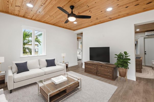 Interior, Living room, Recessed Lighting, Wooden Ceilings, Wood Texture Flooring