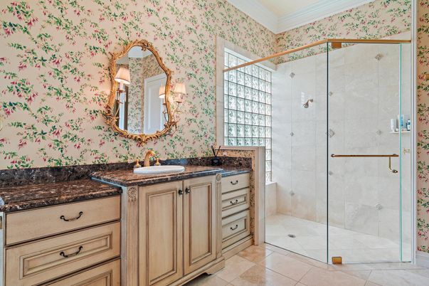 Bathroom, Dual Sink Vanities, Glass Shower, Interior