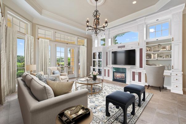 Chandelier, Fireplace, Interior, Living room, Recessed Lighting