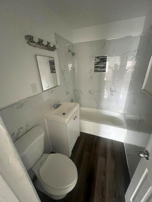Bathroom, Interior, Marble Walls, Wood Texture Flooring