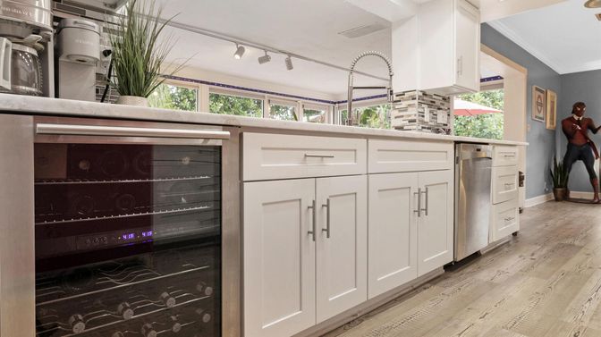 Interior, Kitchen, Stainless Steel Appliances, Wood Texture Flooring