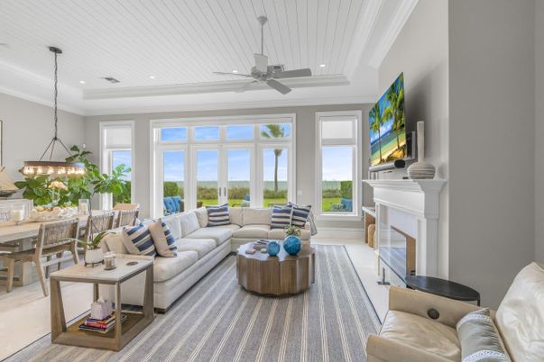 Chandelier, Dining room, Fireplace, Interior, Living room, Pendant Lights, Recessed Lighting