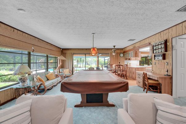 Billiard Table, Game Room, Interior, Living room, Pendant Lights, Wooden Walls