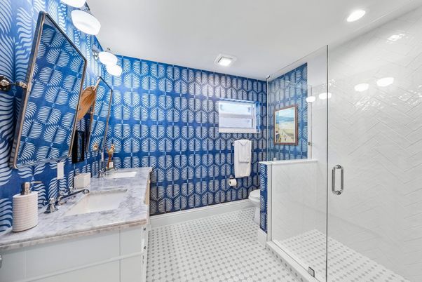 Bathroom, Glass Shower, Interior, Recessed Lighting