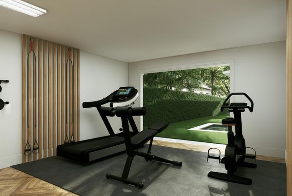Fitness Equipment, Interior, Wood Texture Flooring