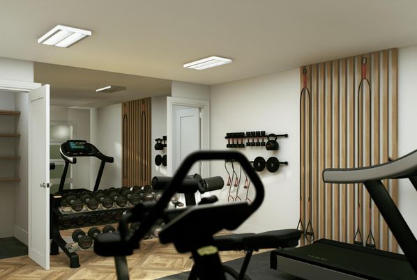 Fitness Equipment, Interior, Wood Texture Flooring