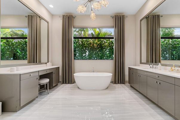 Bathroom, Dual Sink Vanities, Free Standing Baths, Interior, Recessed Lighting