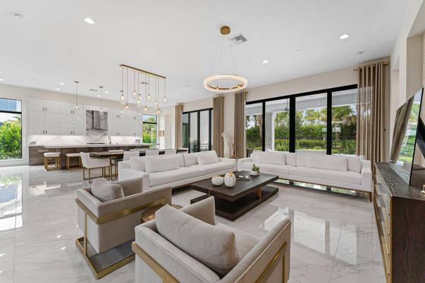 Interior, Kitchen, Living room, Marble, Pendant Lights, Recessed Lighting