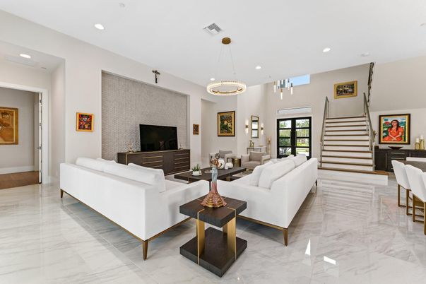 Interior, Living room, Marble, Pendant Lights, Recessed Lighting