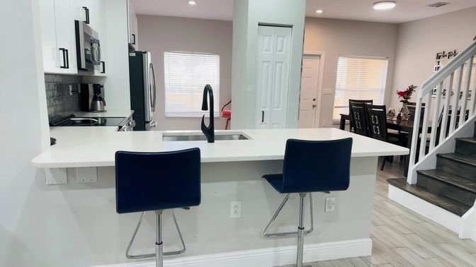 Interior, Kitchen, Recessed Lighting, Wood Texture Flooring