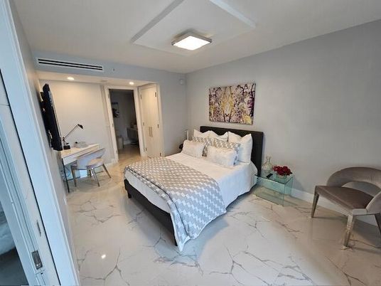 Bedroom, Interior, Marble, Recessed Lighting