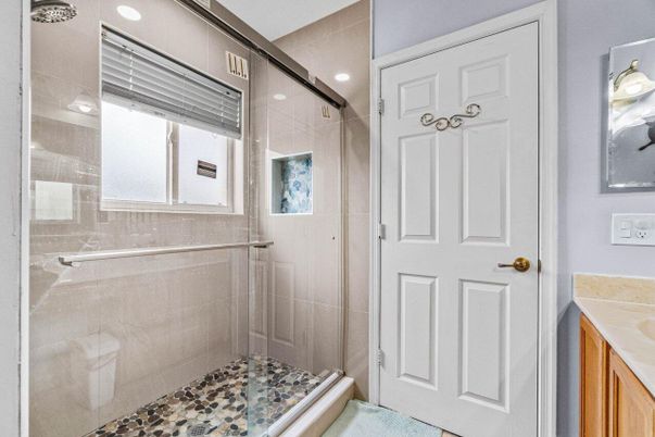 Bathroom, Glass Shower, Interior, Recessed Lighting