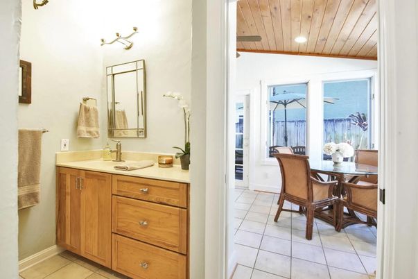 Bathroom, Dining room, Interior, Recessed Lighting, Wooden Ceilings