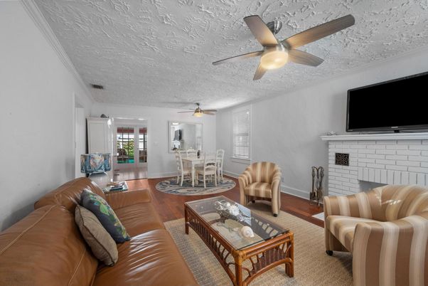 Dining room, Fireplace, Interior, Living room, Wood Texture Flooring