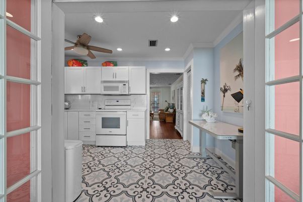 Interior, Kitchen, Recessed Lighting, Wood Texture Flooring
