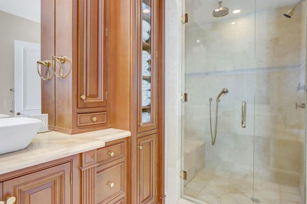 Bathroom, Glass Shower, Interior, Recessed Lighting