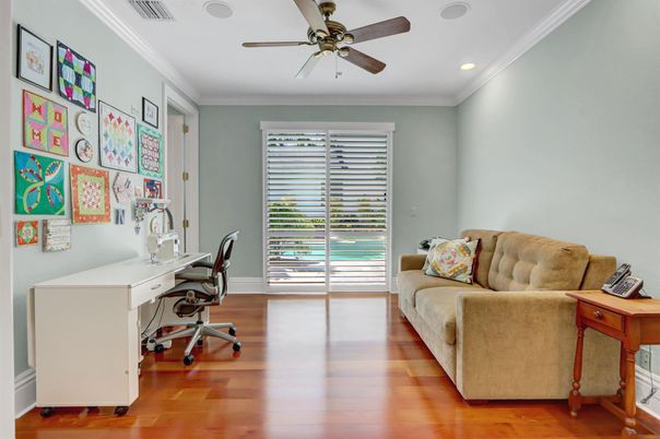 Home Office, Interior, Recessed Lighting, Wood Texture Flooring
