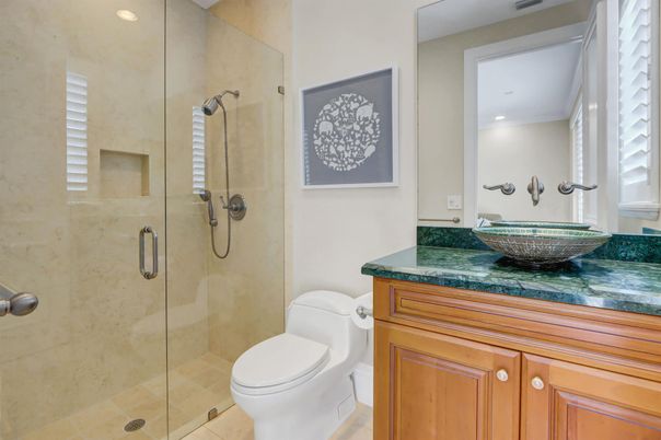 Bathroom, Glass Shower, Interior, Recessed Lighting