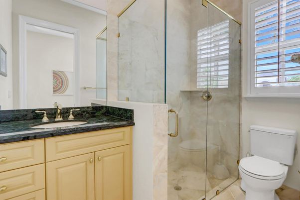 Bathroom, Glass Shower, Interior, Marble Walls