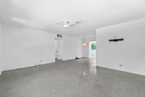 Empty room, Interior, Pendant Lights, Stone Walls
